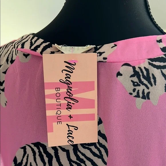 Bibi Boutique Pink Zebra Pattern Blouse - Picture 2 of 4